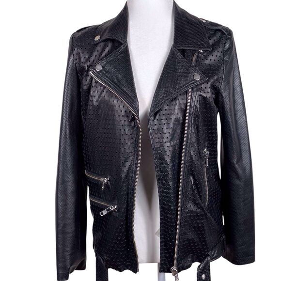 AMERICAN RETRO Women’s Gabin Motorcycle Jacket Size 34 (US 2) Black Lamb Leather - Picture 1 of 16
